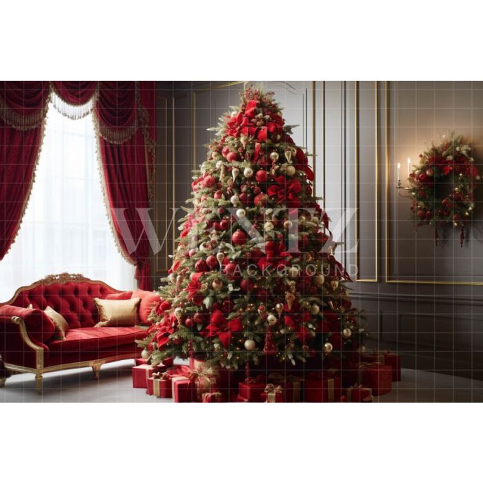 Fundo Fotográfico em Tecido Árvore de Natal Vermelha / Backdrop 3960