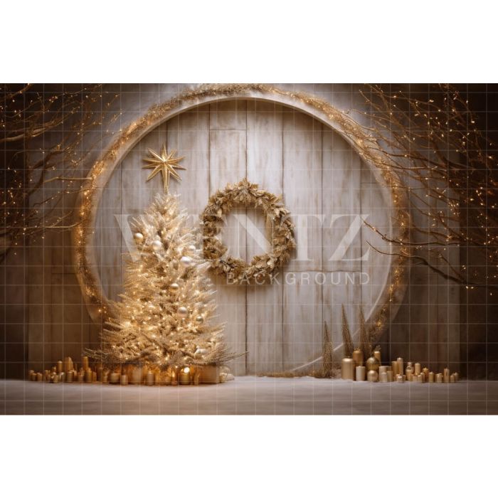 Fundo Fotográfico em Tecido Árvore de Natal Dourada / Backdrop 4012