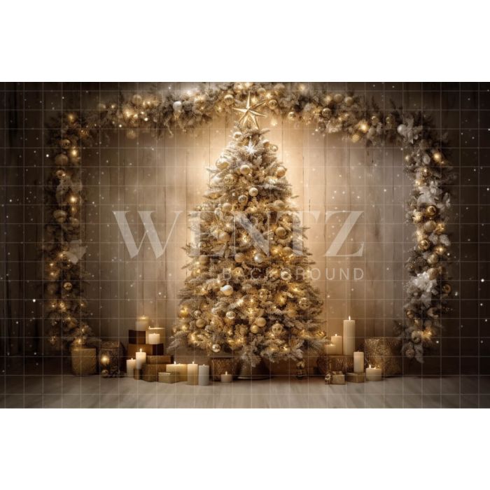 Fundo Fotográfico em Tecido Árvore de Natal Dourada / Backdrop 4013