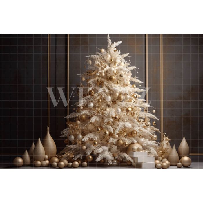 Fundo Fotográfico em Tecido Árvore de Natal Dourada / Backdrop 4014