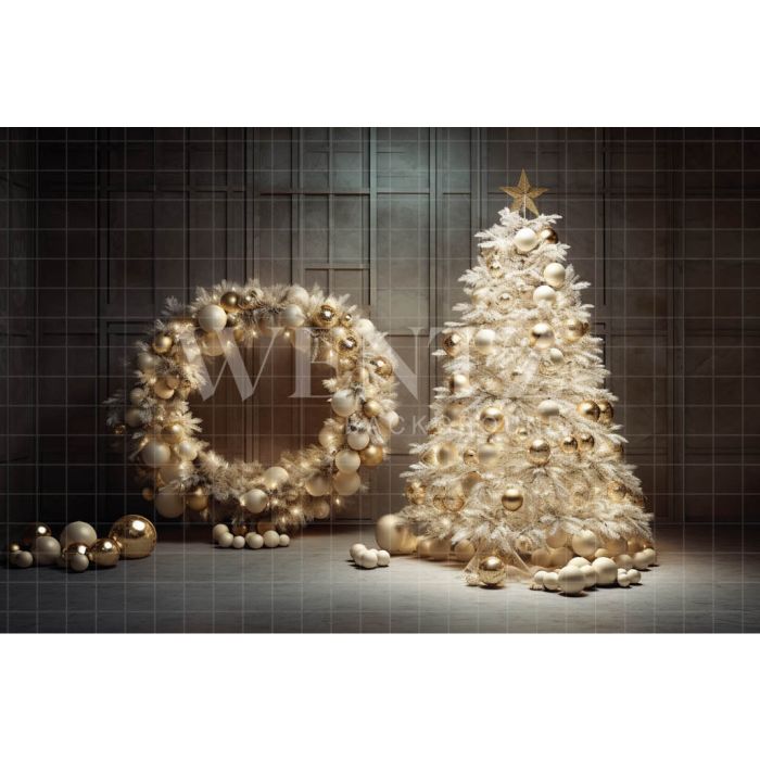 Fundo Fotográfico em Tecido Árvore de Natal Dourada / Backdrop 4050