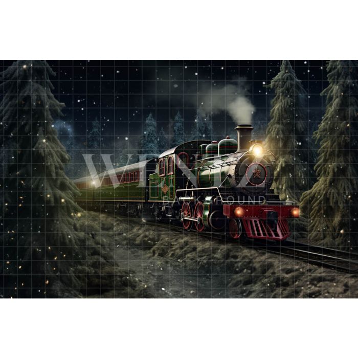 Fundo Fotográfico em Tecido Trem Expresso de Natal / Backdrop 4080