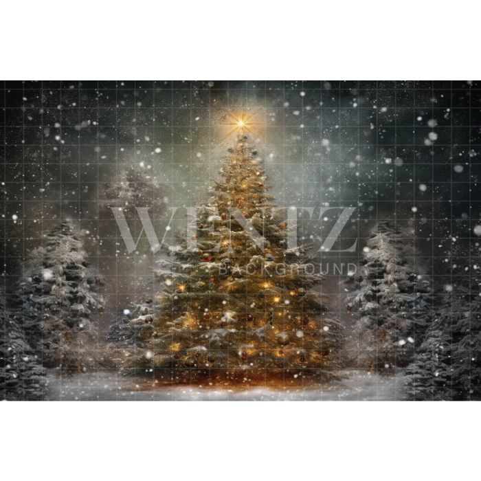 Fundo Fotográfico em Tecido Árvore de Natal Branca / Backdrop 3962