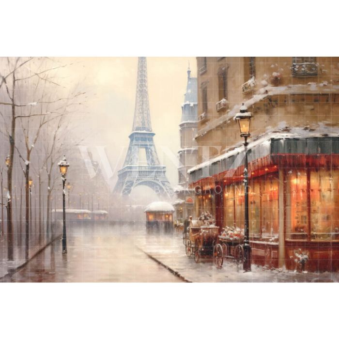 Fundo Fotográfico em Tecido Inverno em Paris / Backdrop 4386