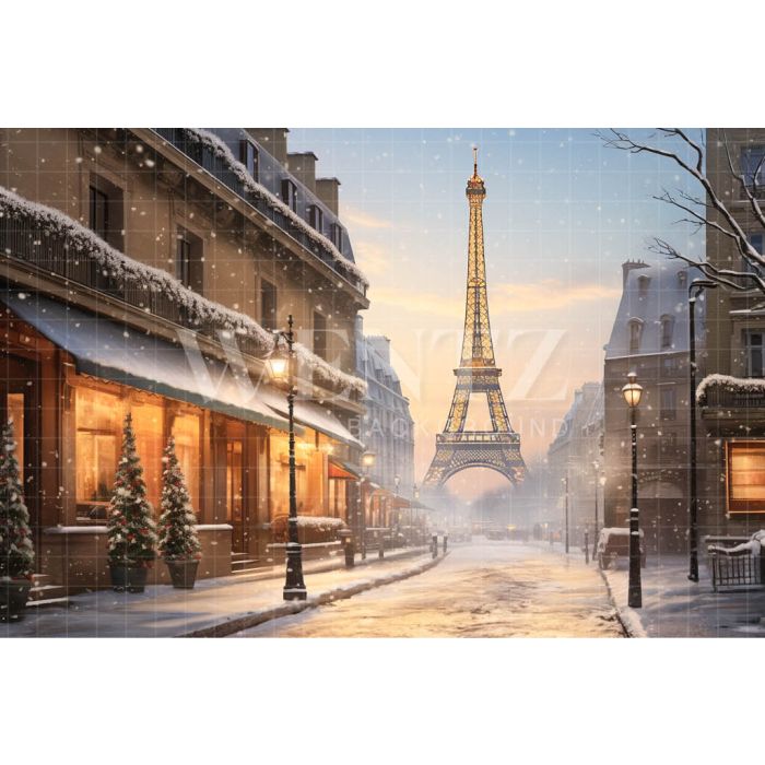 Fundo Fotográfico em Tecido Inverno em Paris / Backdrop 4393