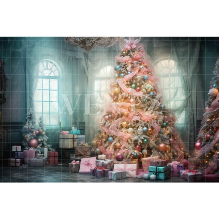 Fundo Fotográfico em Tecido Cenário de Natal Candy Color / Backdrop 4641