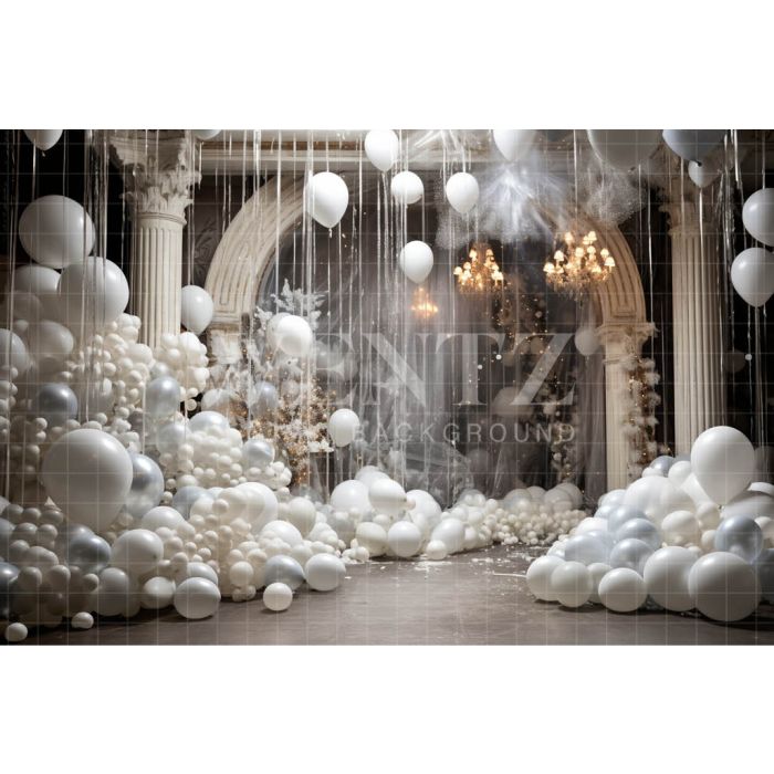Fundo Fotográfico em Tecido Cenário Ano Novo com Balões / Backdrop 4987