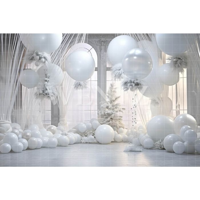 Fundo Fotográfico em Tecido Cenário Ano Novo com Balões / Backdrop 4990