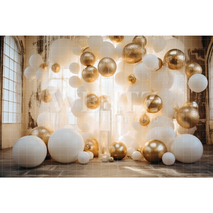 Fundo Fotográfico em Tecido Sala com Balões / Backdrop 4996