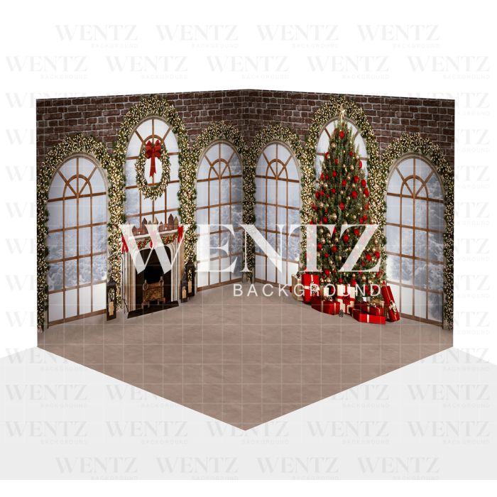 Fundo Fotográfico em Tecido Cenário Sala de Natal 3D / WTZ144