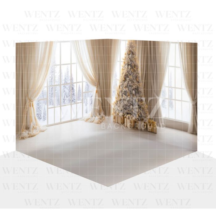 Fundo Fotográfico em Tecido Cenário Sala de Natal 3D / WTZ174