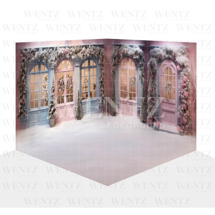 Fundo Fotográfico em Tecido Fachada de Natal Candy Color 3D / WTZ176