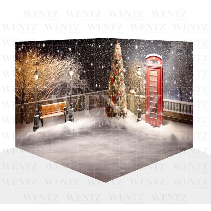 Fundo Fotográfico em Tecido Cenário Natal em Londres 3D / WTZ177