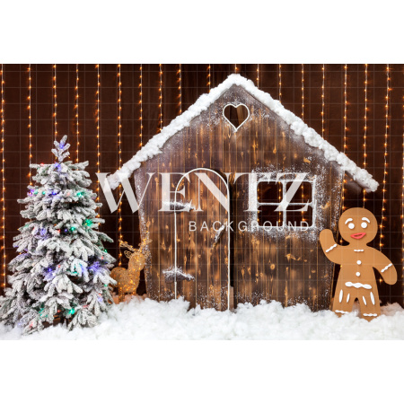 Fundo Fotográfico em Tecido Casinha Natal / Backdrop 1614