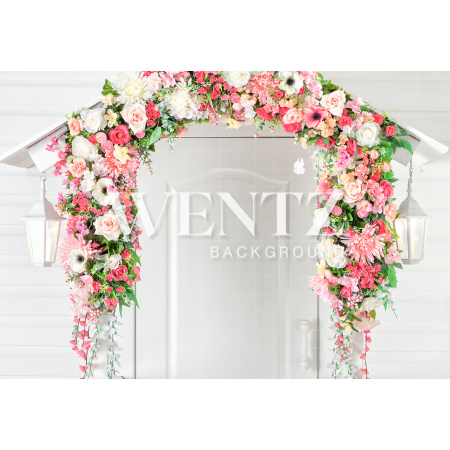 Fundo Fotográfico em Tecido Porta com Flores / Backdrop 1740