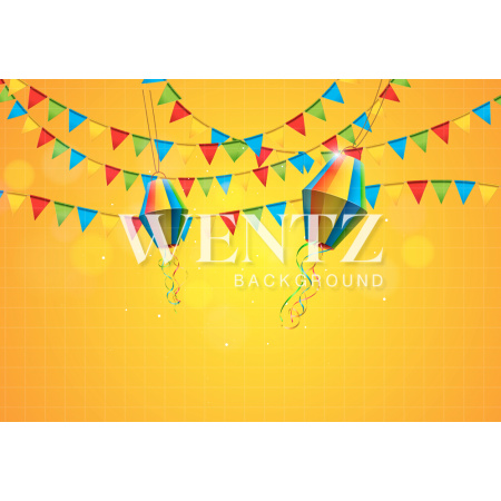 Fundo Fotográfico em Tecido Festa Junina Bandeiras e Balões / Backdrop 1808