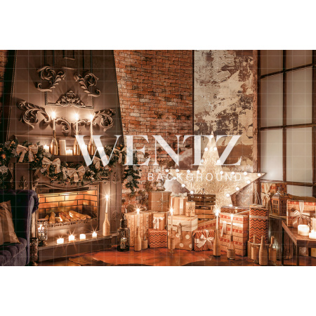 Fundo Fotográfico Tecido Lareira de Natal Newborn / Backdrop 1970