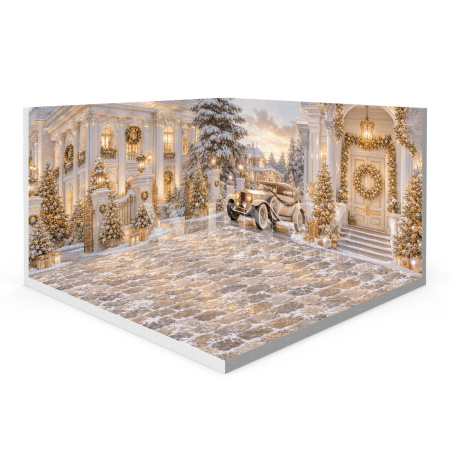 Fundo Fotográfico em Tecido Cenário Vila de Natal 3D / WTZ204