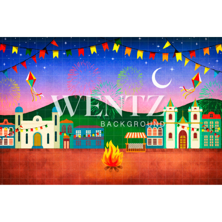 Fundo Fotografico em Tecido Fogueira de Festa Junina Newborn / Backdrop 2072