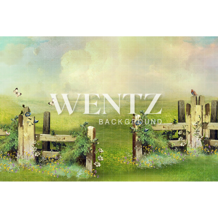 Fundo Fotográfico em Tecido Cenário Bosque Cerca com Flores / Backdrop 2079