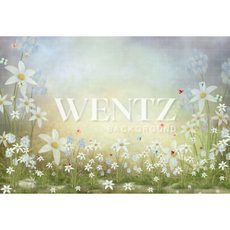 Fundo Fotográfico em Tecido Flores e Borboletas / Backdrop 2083