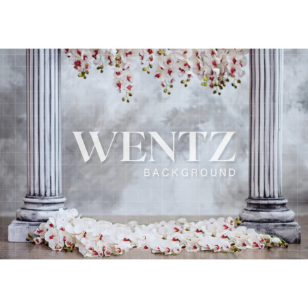 Fundo Fotográfico em Tecido Coluna Grega com Flores / Backdrop 2133