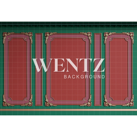 Fundo Fotográfico em Tecido Boiserie Verde e Vermelho / Backdrop 2137