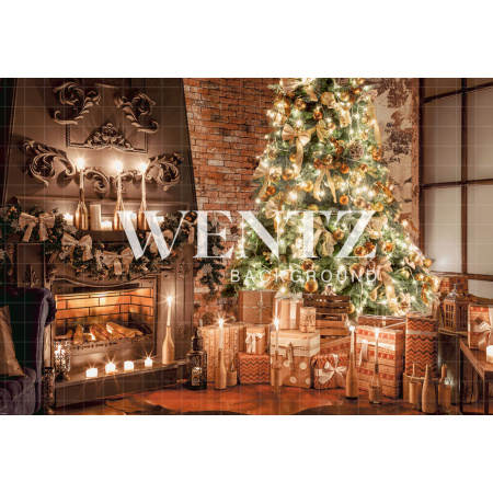 Fundo Fotográfico em Tecido Lareira e Pinheiro de Natal / Backdrop 2183