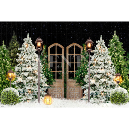 Fundo Fotográfico em Tecido Parque de Férias Nevado a Noite / Backdrop 2190