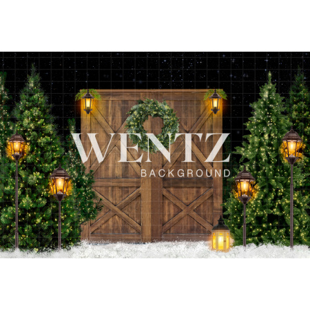 Fundo Fotográfico em Tecido Parque de Férias Nevado a Noite / Backdrop 2191