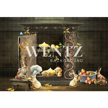 Fundo Fotográfico em Tecido Coelhos na Cozinha de Páscoa / Backdrop 2405