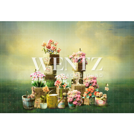 Fundo Fotográfico em Tecido Jardim Encantado com Coelhos / Backdrop 2406