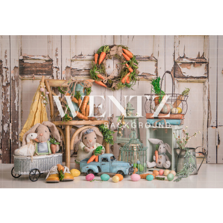 Fundo Fotográfico em Tecido Páscoa com Guirlanda / Backdrop 2416