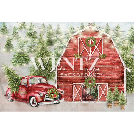 Fundo Fotográfico em Tecido Celeiro Fazenda Natal / Backdrop 2477