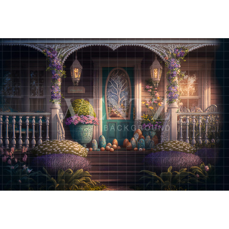 Fundo Fotográfico em Tecido Casa Florida com Ovos de Páscoa / Backdrop 2613