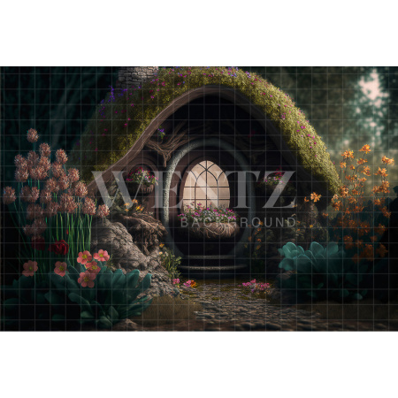 Fundo Fotográfico em Tecido Cabana com Flores / Backdrop 2615