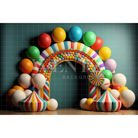 Fundo Fotográfico em Tecido Smash the Cake Balão Circo / Backdrop 2679