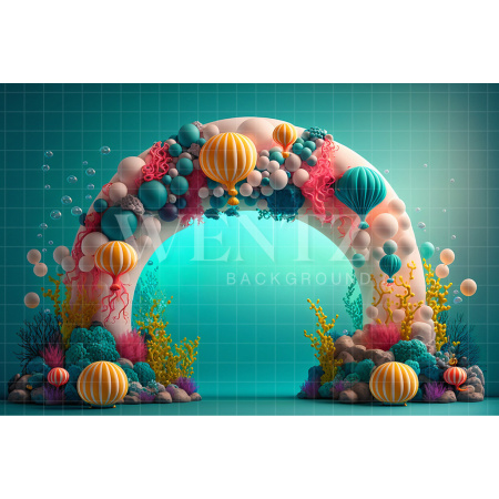 Fundo Fotográfico em Tecido Smash the Cake Balão Corais Coloridos / Backdrop 2685