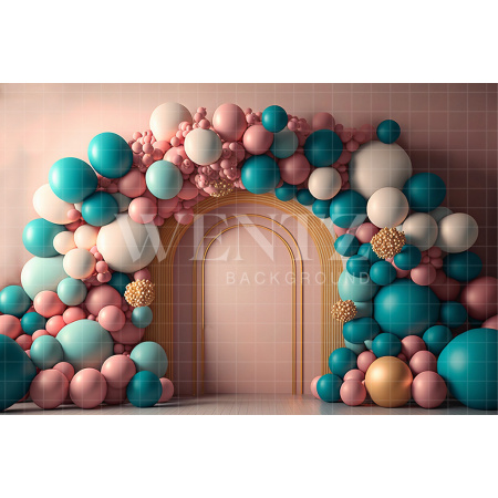 Fundo Fotográfico em Tecido Smash the Cake Balão Arcos Dourados / Backdrop 2690