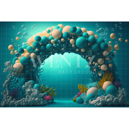 Fundo Fotográfico em Tecido Smash the Cake Mar com Balão Azul / Backdrop 2695