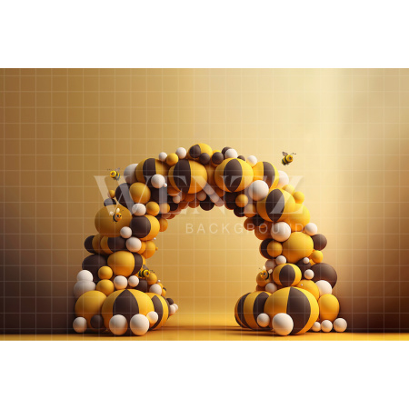 Fundo Fotográfico em Tecido Smash the Cake Balão Abelha / Backdrop 2699