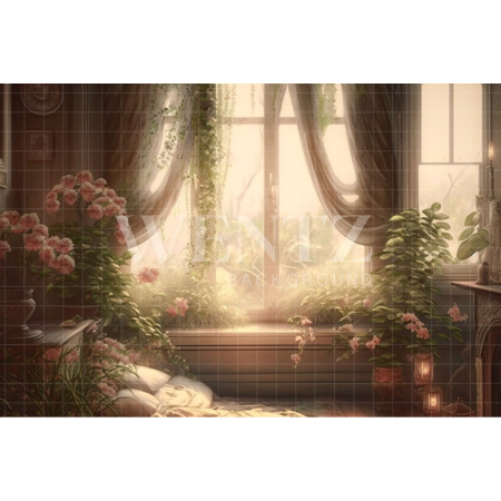 Fundo Fotográfico em Tecido Dia das Mães Sala Florida / Backdrop 2764