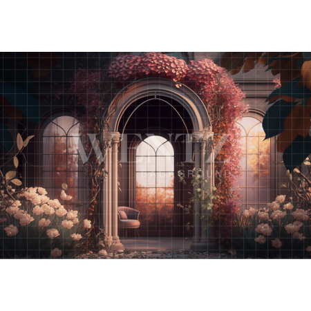 Fundo Fotográfico em Tecido Cenário Dia das Mães com Sofá e Jardim / Backdrop 2775