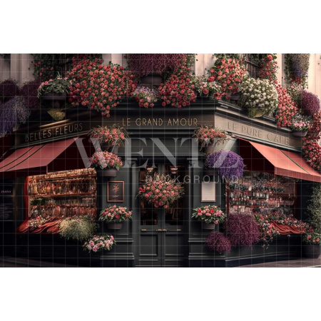 Fundo Fotográfico em Tecido Café com Flores / Backdrop 2826