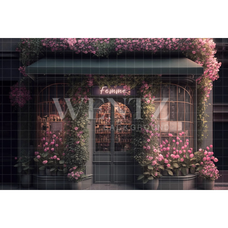 Fundo Fotográfico em Tecido Loja com Flores / Backdrop 2827