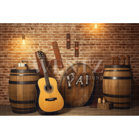 Fundo Fotográfico em Tecido Cenário Dia dos Pais com Violão / Backdrop 3240