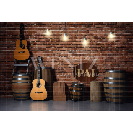 Fundo Fotográfico em Tecido Cenário Dia dos Pais com Violão / Backdrop 3241