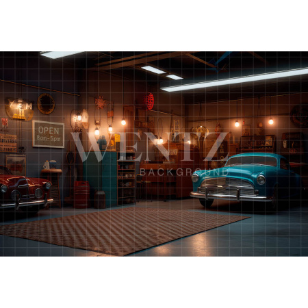 Fundo Fotográfico em Tecido Oficina de Carros / Backdrop 3261