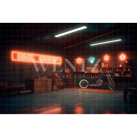 Fundo Fotográfico em Tecido Oficina de Motos / Backdrop 3263