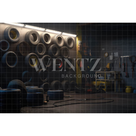 Fundo Fotográfico em Tecido Oficina de Carros / Backdrop 3265